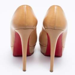 Christian Louboutin Beige Leather Bianca Platform Pumps Size 37.5