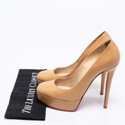 Christian Louboutin Beige Leather Bianca Platform Pumps Size 37.5