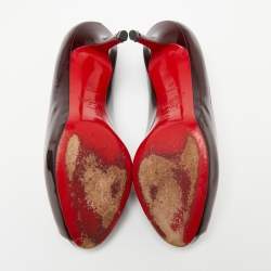 Christian Louboutin Burgundy Patent Leather Matar Claude Peep-Toe Pumps Size 37