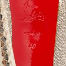 Pre Owned Christian Louboutin Metallic Gold Lamé Fabric Lady Peep Toe Platform Pumps Size 40