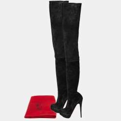 Christian Louboutin Black Suede Monica Over the Knee  Boots Size 41.5
