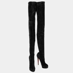 Christian Louboutin Black Suede Monica Over the Knee  Boots Size 41.5