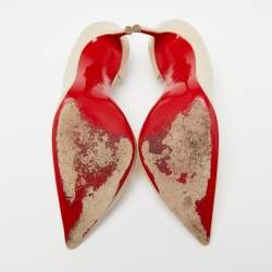 مملوكة مسبقًا Christian Louboutin Cream Leather Iriza Pumps Size 39.5