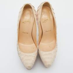 Christian Louboutin Beige Python Leather Daffodile Platform Pumps Size 36