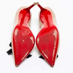 Pre Owned Christian Louboutin Beige Leather and Mesh Love Bow Pumps Size 39.5