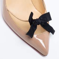 Pre Owned Christian Louboutin Beige Leather and Mesh Love Bow Pumps Size 39.5