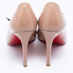 Pre Owned Christian Louboutin Beige Leather and Mesh Love Bow Pumps Size 39.5