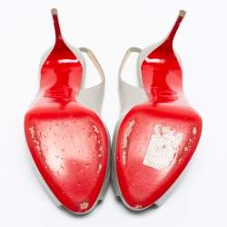 Pre Owned Christian Louboutin Grey Leather Private Number Sandals Size 40