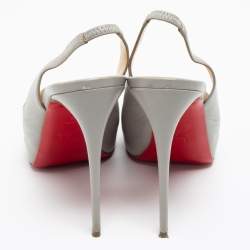 Pre Owned Christian Louboutin Grey Leather Private Number Sandals Size 40