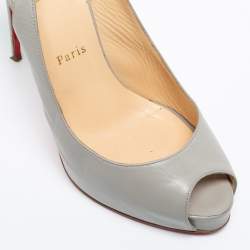 Pre Owned Christian Louboutin Grey Leather Private Number Sandals Size 40