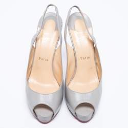 Pre Owned Christian Louboutin Grey Leather Private Number Sandals Size 40