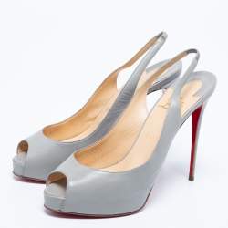 Pre Owned Christian Louboutin Grey Leather Private Number Sandals Size 40