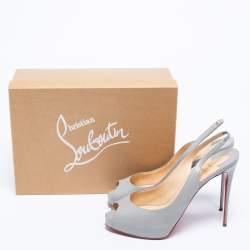 Pre Owned Christian Louboutin Grey Leather Private Number Sandals Size 40
