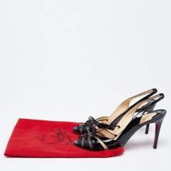 Pre Owned Christian Louboutin Black Patent Leather Corsetica Slingback Sandals Size 39