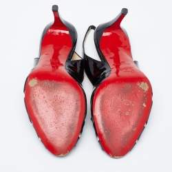 Pre Owned Christian Louboutin Black Patent Leather Corsetica Slingback Sandals Size 39