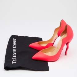 Christian Louboutin Neon Pink Leather Dalida D'orsay Pumps Size 35