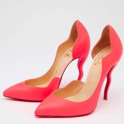 Christian Louboutin Neon Pink Leather Dalida D'orsay Pumps Size 35