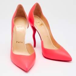 Christian Louboutin Neon Pink Leather Dalida D'orsay Pumps Size 35