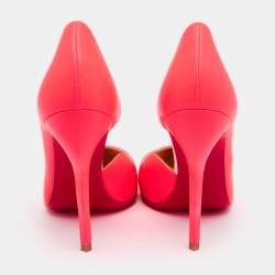 Christian Louboutin Neon Pink Leather Dalida D'orsay Pumps Size 35