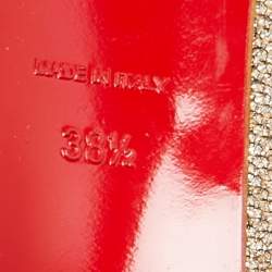 مملوكة مسبقًا حذاء كعب عالي كريستيان لوبوتان بيغال قماش لوركس ذهبي فاتح مرصع مقاس 38.5