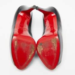 مملوكة مسبقًا حذاء كعب عالي كريستيان لوبوتان فري برايف جلد أسود بمقدمة مفتوحة مقاس 37