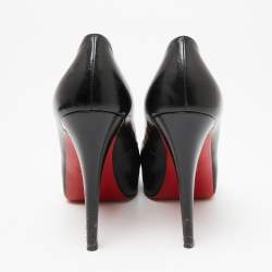 مملوكة مسبقًا حذاء كعب عالي كريستيان لوبوتان فري برايف جلد أسود بمقدمة مفتوحة مقاس 37