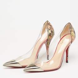 Christian Louboutin Multicolor Python Leather and PVC Djalouzi Metal Cap Pointed-Toe Pumps Size 39