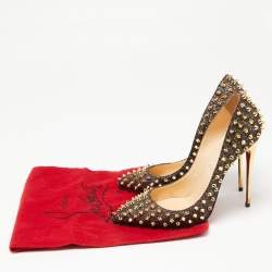 Pre Owned Christian Louboutin Multicolor Lurex Fabric Pigalle Follies Spikes Pumps Size 38