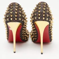 Pre Owned Christian Louboutin Multicolor Lurex Fabric Pigalle Follies Spikes Pumps Size 38