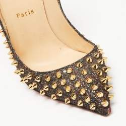 Pre Owned Christian Louboutin Multicolor Lurex Fabric Pigalle Follies Spikes Pumps Size 38