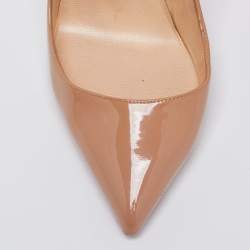 Christian Louboutin Beige Patent Leather Pigalle Pumps Size 38.5