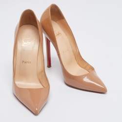 Christian Louboutin Beige Patent Leather Pigalle Pumps Size 38.5