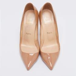 Christian Louboutin Beige Patent Leather Pigalle Pumps Size 38.5