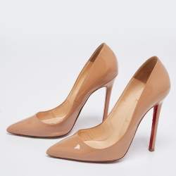 Christian Louboutin Beige Patent Leather Pigalle Pumps Size 38.5