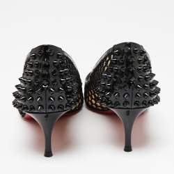 Christian Louboutin Black Mesh and Patent Leather Spike Guni Pumps Size 39.5