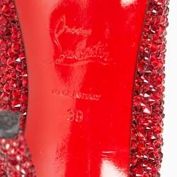Pre Owned Christian Louboutin Red Leather Strass Degrade So Kate Pumps Size 39