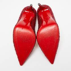 Pre Owned Christian Louboutin Red Leather Strass Degrade So Kate Pumps Size 39
