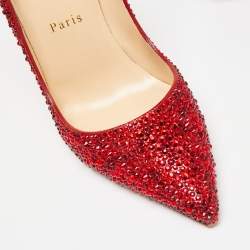 Pre Owned Christian Louboutin Red Leather Strass Degrade So Kate Pumps Size 39