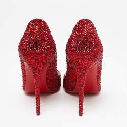 Pre Owned Christian Louboutin Red Leather Strass Degrade So Kate Pumps Size 39
