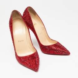 Pre Owned Christian Louboutin Red Leather Strass Degrade So Kate Pumps Size 39