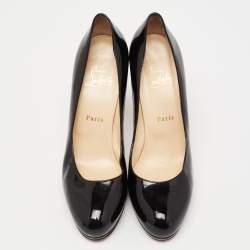 Pre Owned Christian Louboutin Black Patent Leather New Simple Platform Pumps Size 38.5
