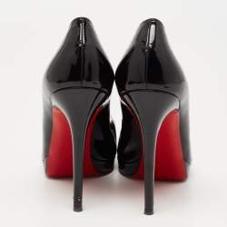 Pre Owned Christian Louboutin Black Patent Leather New Simple Platform Pumps Size 38.5