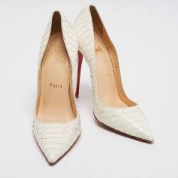 Christian Louboutin White Python Patent Leather So Kate Pumps Size 37.5