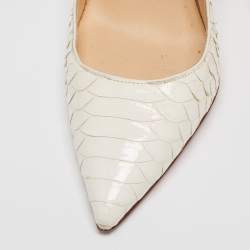 Christian Louboutin White Python Patent Leather So Kate Pumps Size 37.5