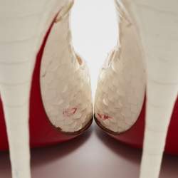 Christian Louboutin White Python Patent Leather So Kate Pumps Size 37.5
