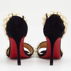مملوكة مسبقًا Christian Louboutin Black Suede Tudor Bal Ankle Cuff Sandals Size 36