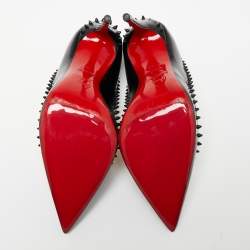 Pre Owned Christian Louboutin Black Patent Leather  Anjalina Spike Pumps Size 35