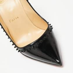 Pre Owned Christian Louboutin Black Patent Leather  Anjalina Spike Pumps Size 35