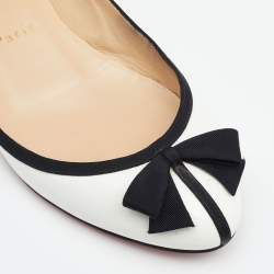 Christian Louboutin White/Black Patent Balinodono Bow Ballet Flats Size 36.5