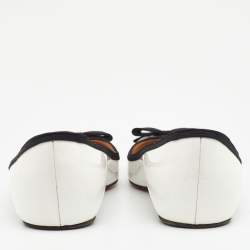 Christian Louboutin White/Black Patent Balinodono Bow Ballet Flats Size 36.5